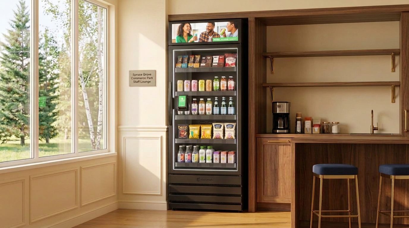 Smart store and micro market in a new Spruce Grove commercial building breakroom