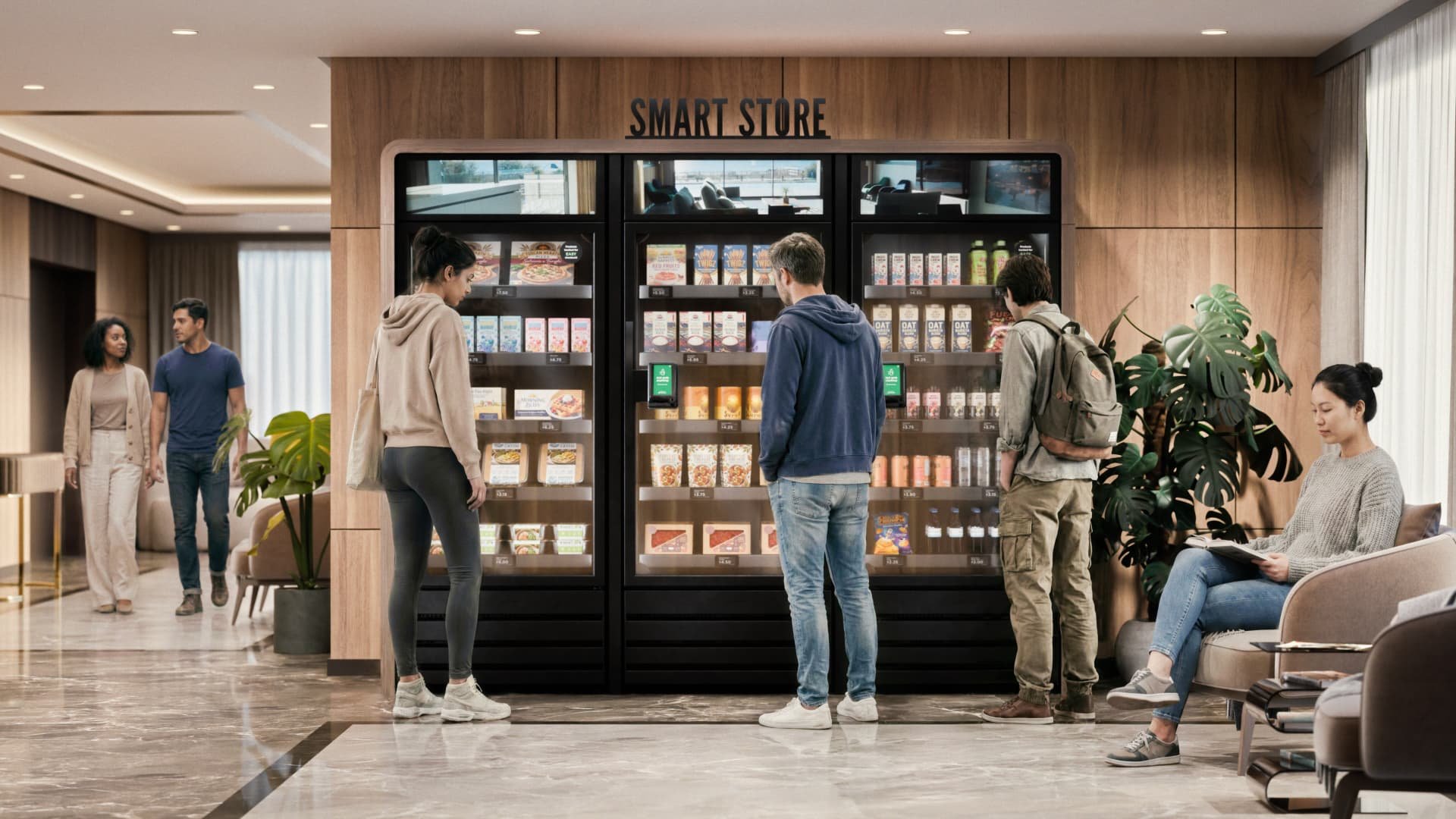Premium smart store installed in an apartment building lobby in Edmonton